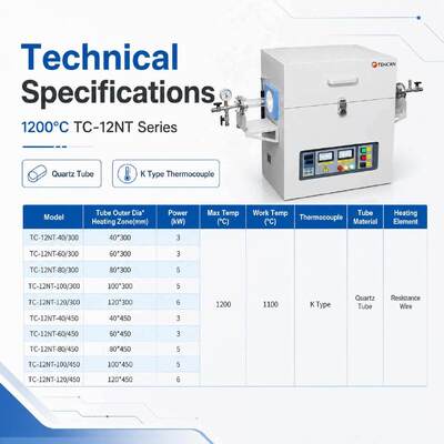 TENCAN 1200C 1400C 1600C Горизонтальная вакуумная трубная печь Разделенная лаборатория Синтерирование CVD кварцевая алюминиевая трубная печь