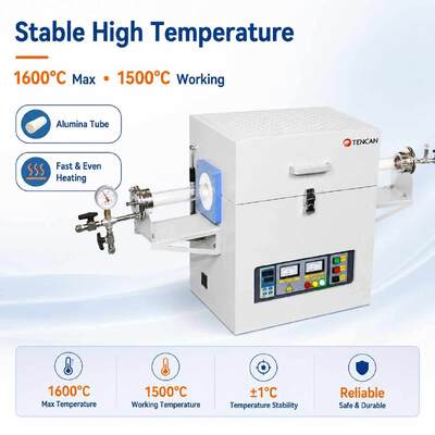 TENCAN TC-16MT 1600C MoSi2 Нагревательная трубчатая печь B Тип Термопара глиноземная трубка Электрическая лабораторная печь для спекания Термическая обработка