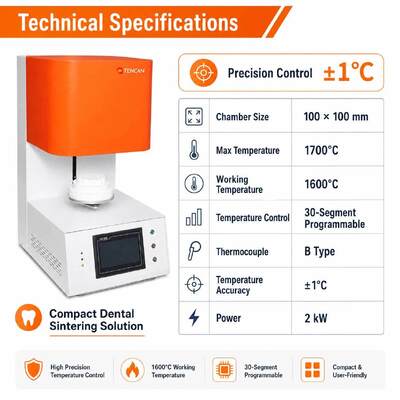 TENCAN TC-BDF-1L 1700C Стоматологическая лаборатория Цирконийная фарфоровая печь для спекания 1C Точность MoSi2 Нагревательные элементы для зубов