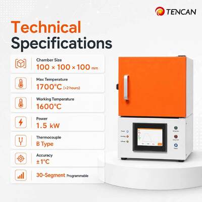 Сертифицированная TENCAN CE печь для спекания стоматологического циркония при температуре 1700°C с нагревателем MoSi2 и 7-дюймовым сенсорным экраном для керамики зубных протезов