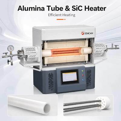 TENCAN TC-14ST 1400C Вакуумная трубчатая печь SiC Нагреватель Термопара S-типа Высокотемпературная глиноземная трубка Лабораторная разделенная печь для спекания