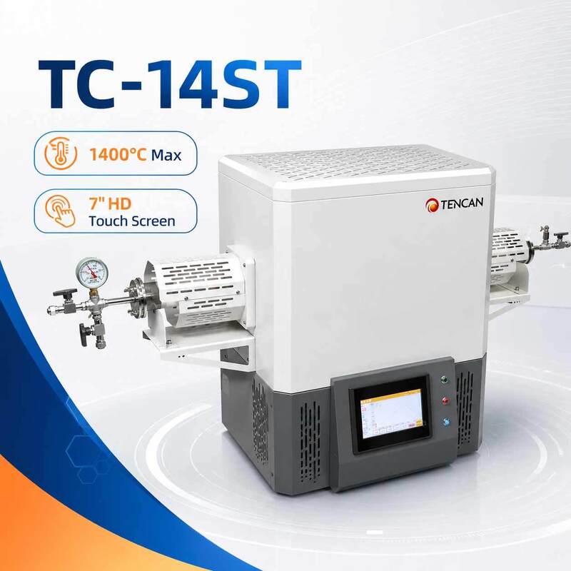 TENCAN TC-14ST 1400C Вакуумная трубчатая печь SiC Нагреватель Термопара S-типа Высокотемпературная глиноземная трубка Лабораторная разделенная печь для спекания
